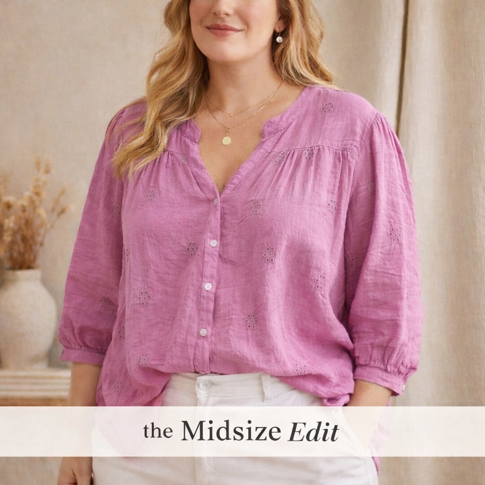 Figueroa & Flower Pink Embroidered Boho Blouse | Anthropologie Style | Size L